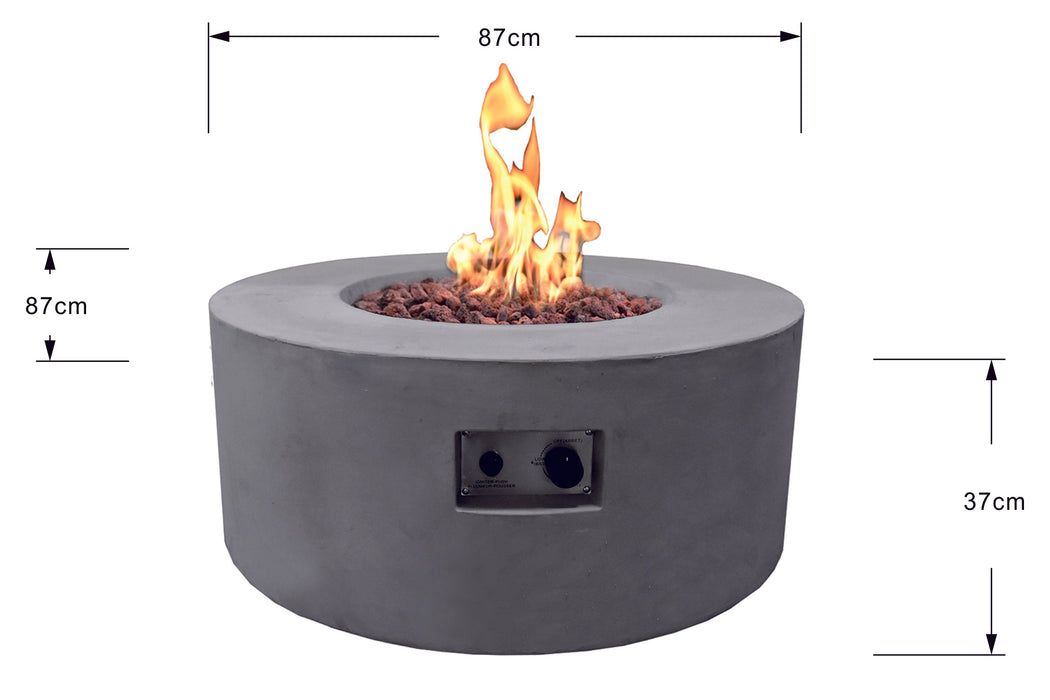 Modeno Tramore Fire Pit Table , Grey, Round, Concrete, 34.3", OFG132