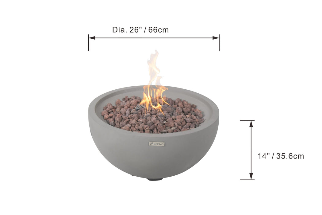 Modeno Nantucket Fire Pit Bowl, Concrete, Gray, Round, 26.4", OFG116