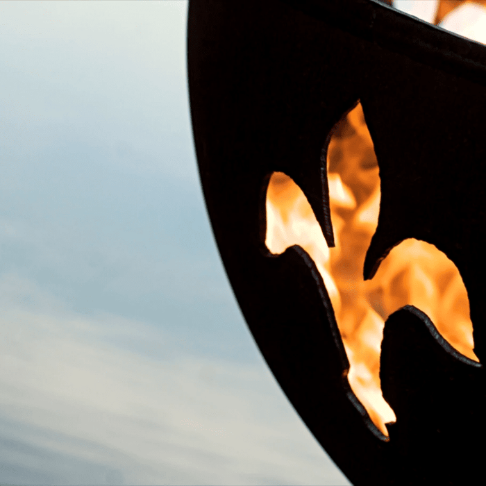 Fire Pit Art - Gas and Wood Fire Pit - Fleur de Lis